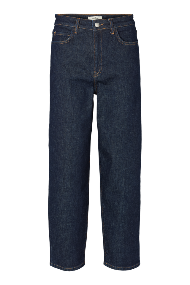 Barrel jeans Ea dark denim, GOTS