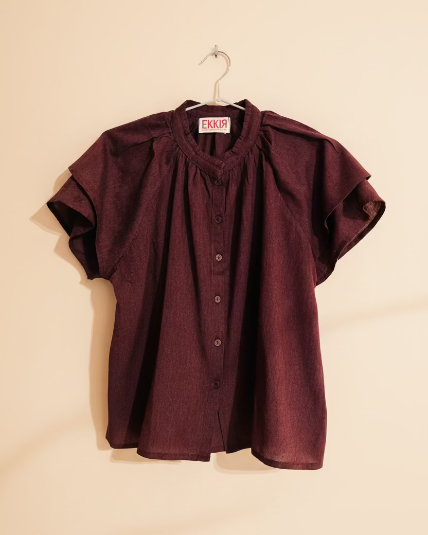 Pokhara skjortebluse, bordeaux, Nepal