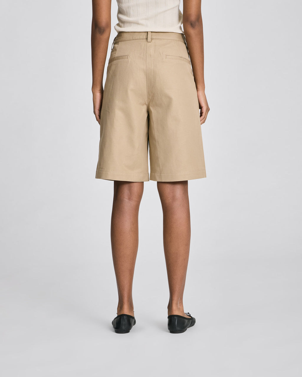 Twill shorts med læg i hør/bomuld
