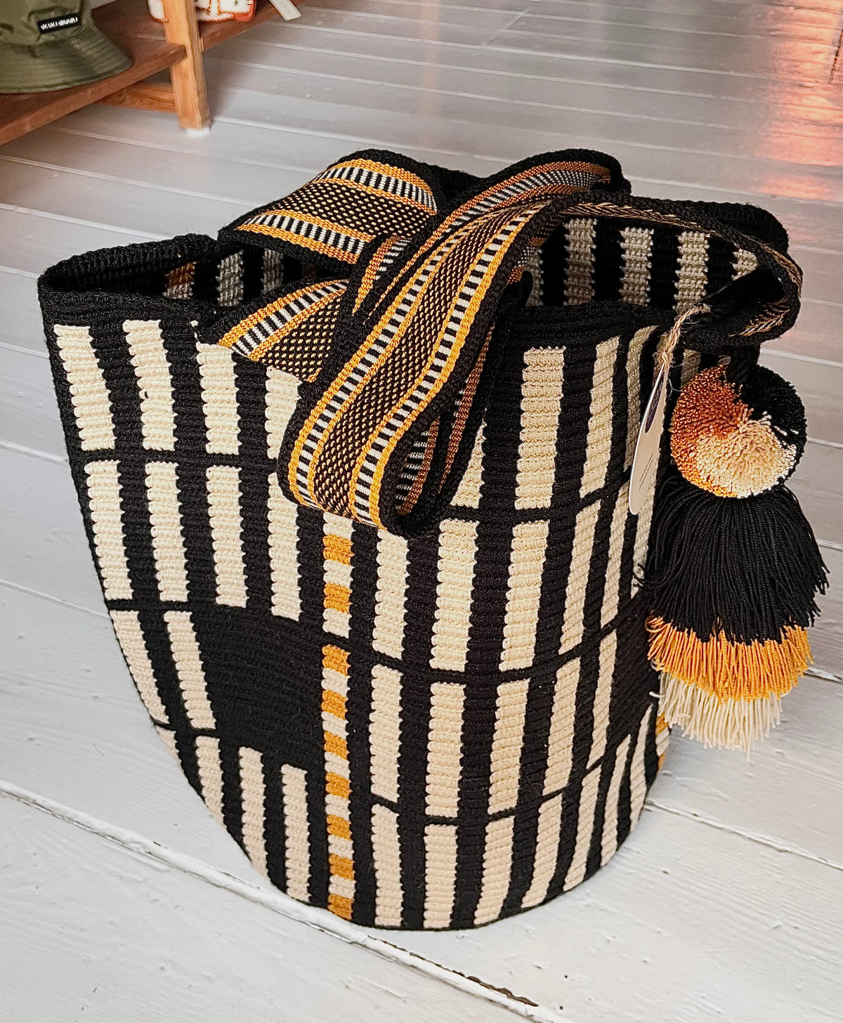 Wayuu unika taske -black/beige/mustard