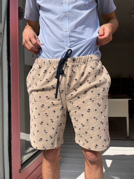 Men's organic palm shorts in soft terry, GOTS