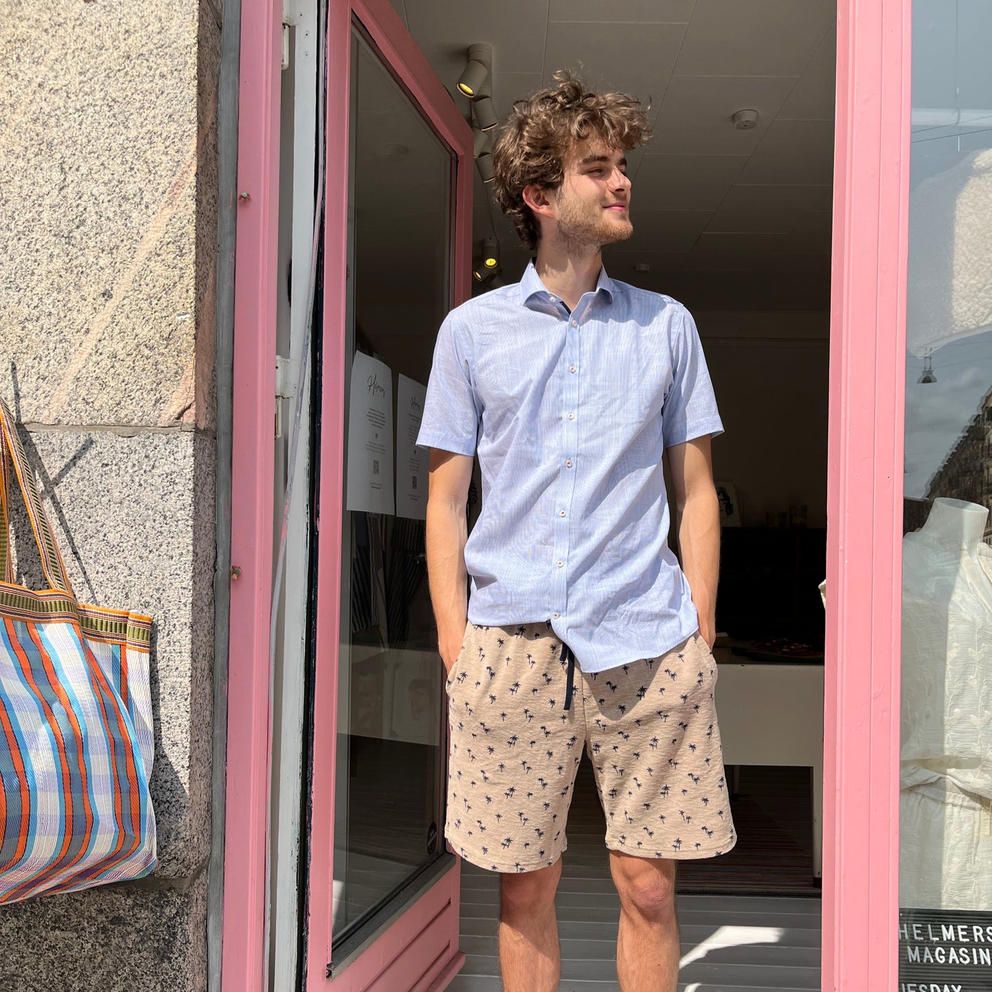 Men's organic palm shorts in soft terry, GOTS