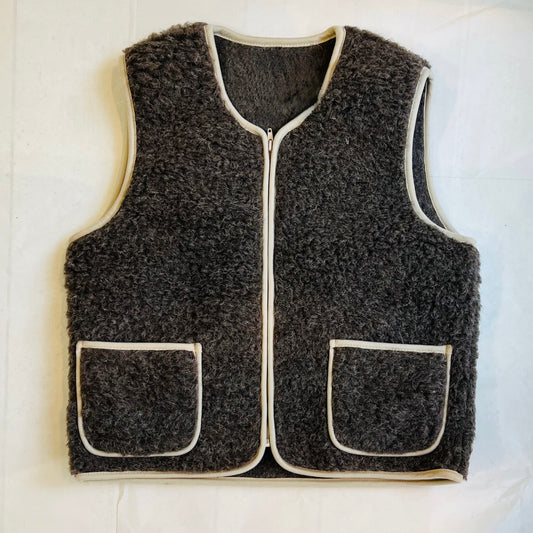 Vest i merinould gråbrun