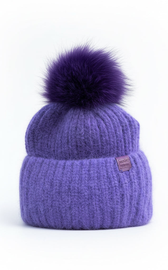 Hand-knit angora hue