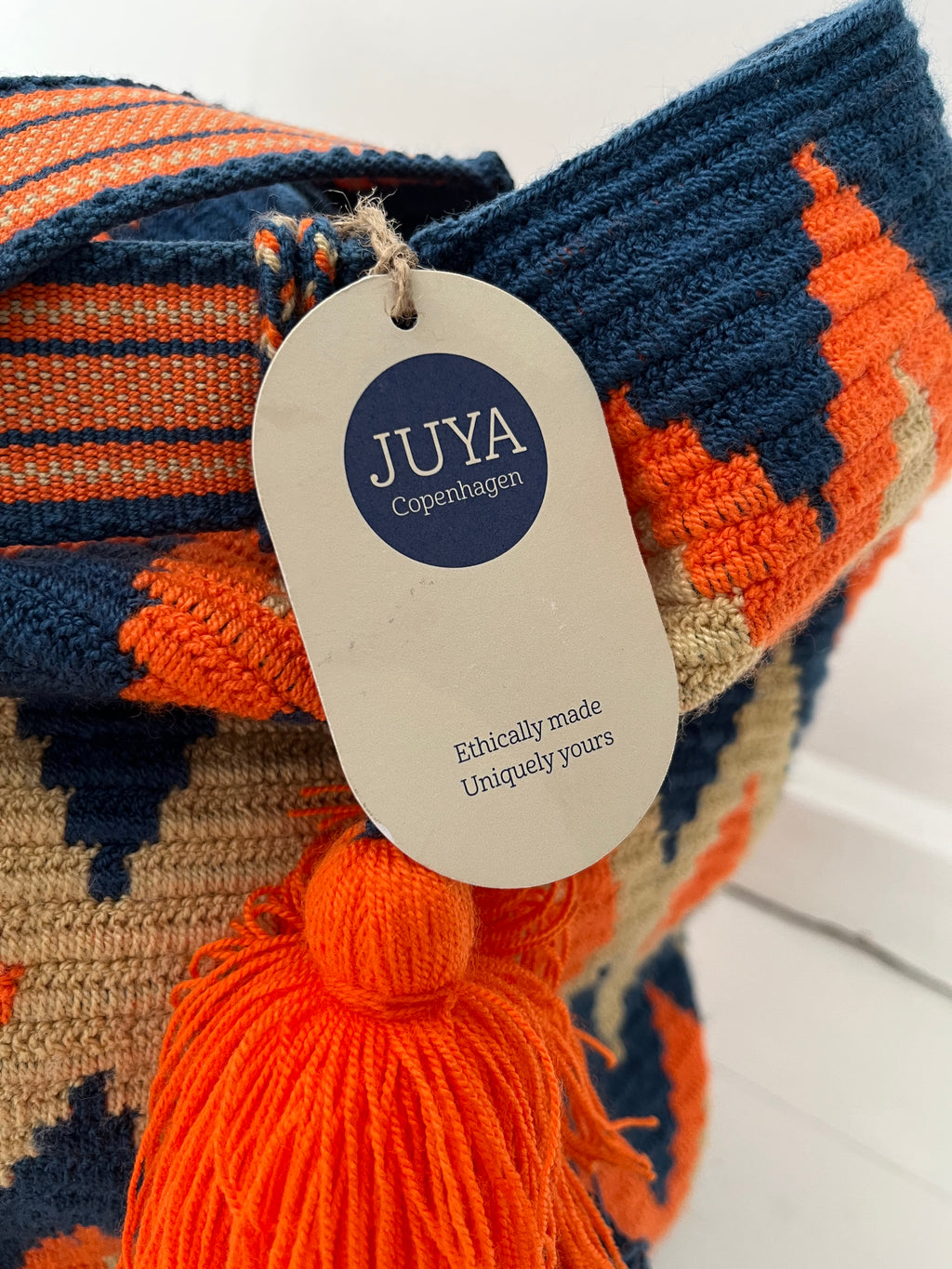Wayuu unika taske - stor - blue/orange/beige