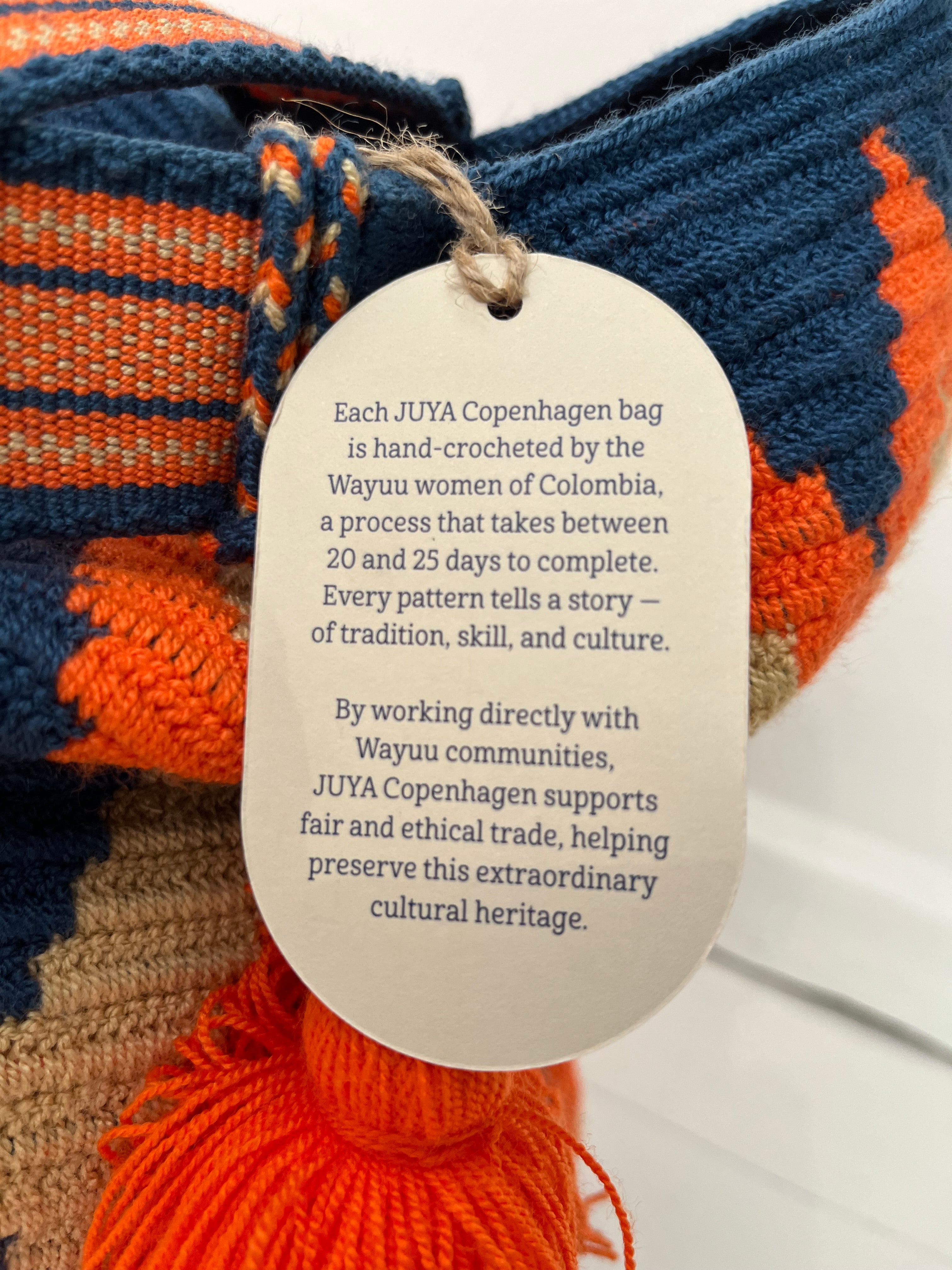Wayuu unika taske - stor - blue/orange/beige
