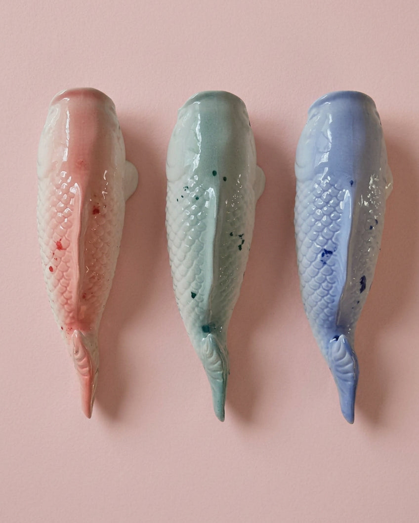 Koi fish wall vase red green blue