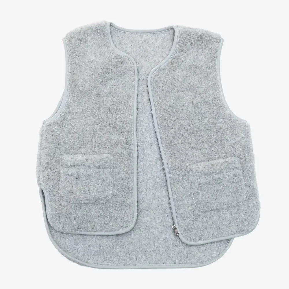 Vest i merinould, lysegrå