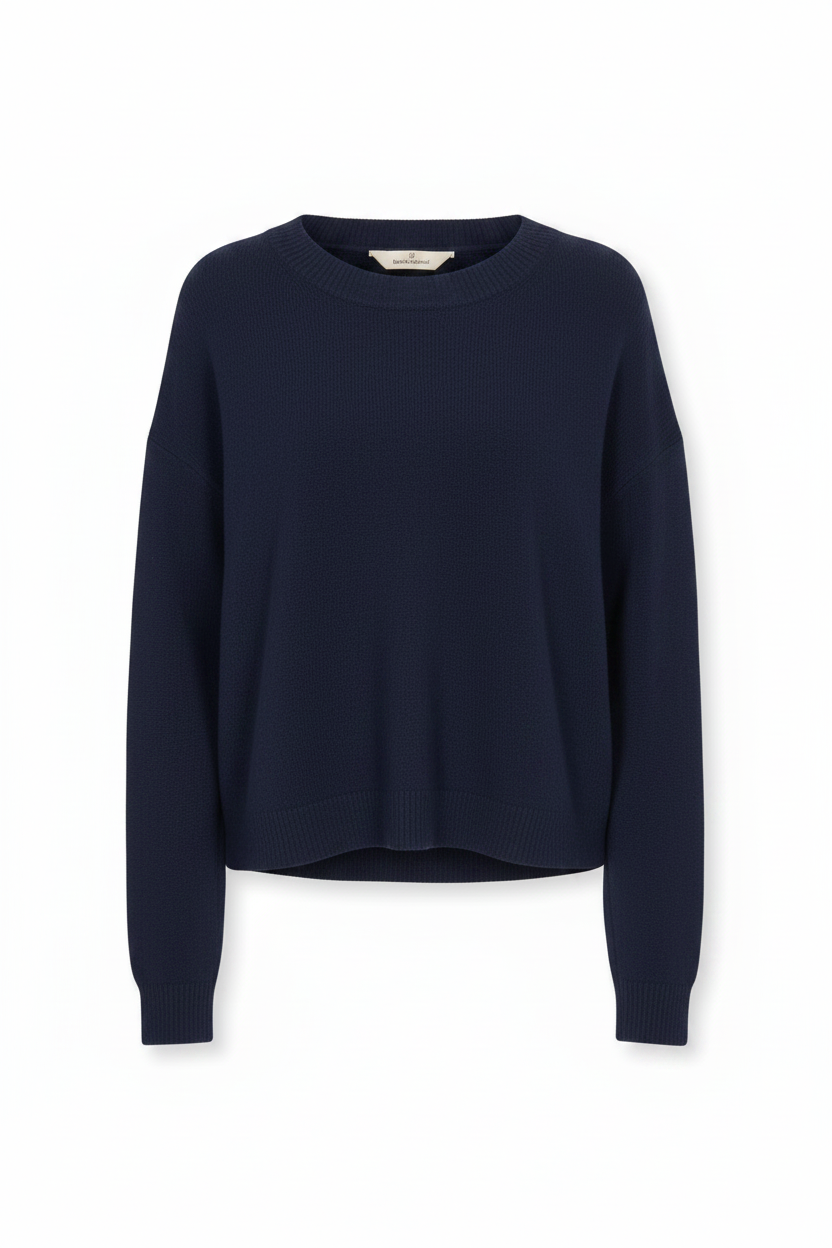 Liz crew merino sweater, navy RWS