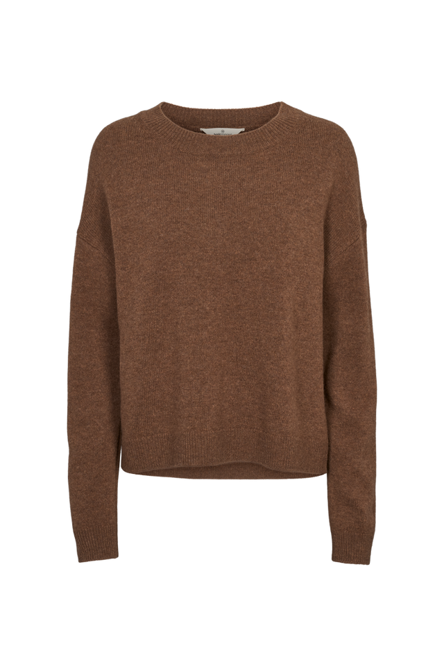 Liz crew merino sweater, fudge brown, RWS