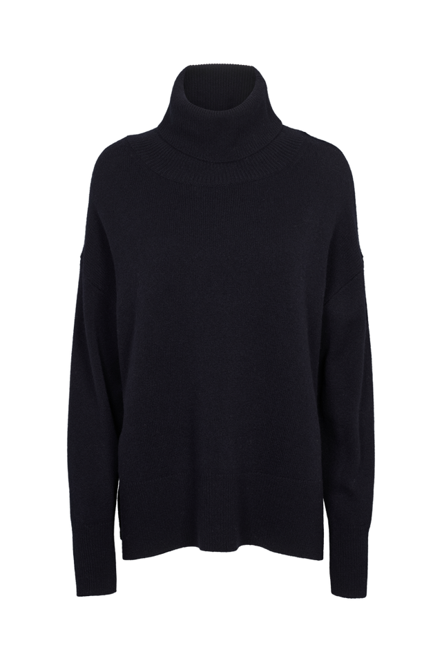 Liz roll-neck merino sweater, navy, RWS