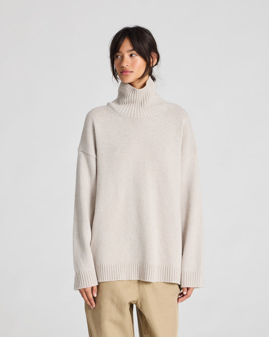 Mandie lambswool roll-neck sweater, GOTS
