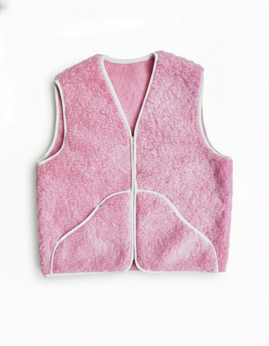 Vest i merinould rosa