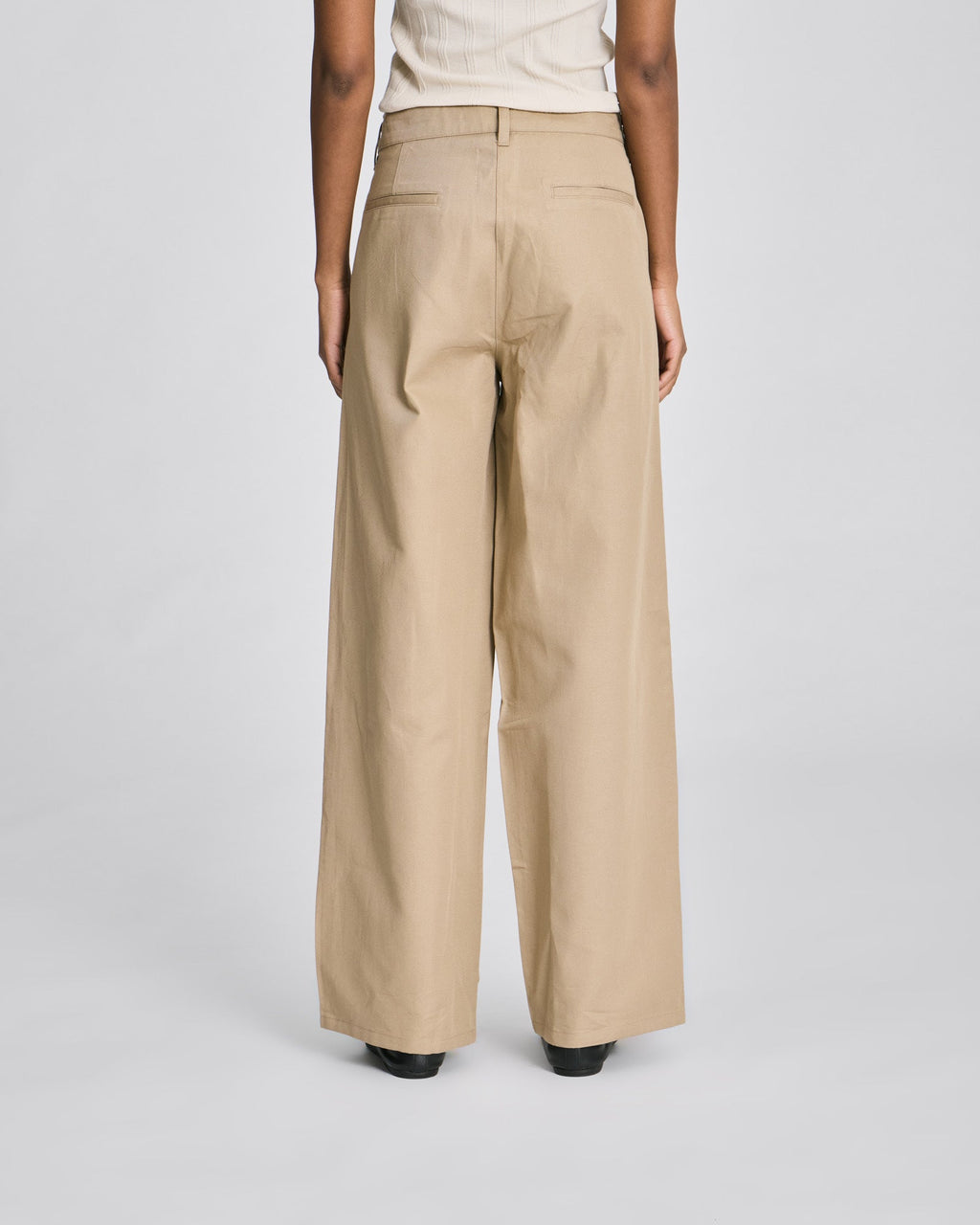 Twill pants med læg i hør/bomuld
