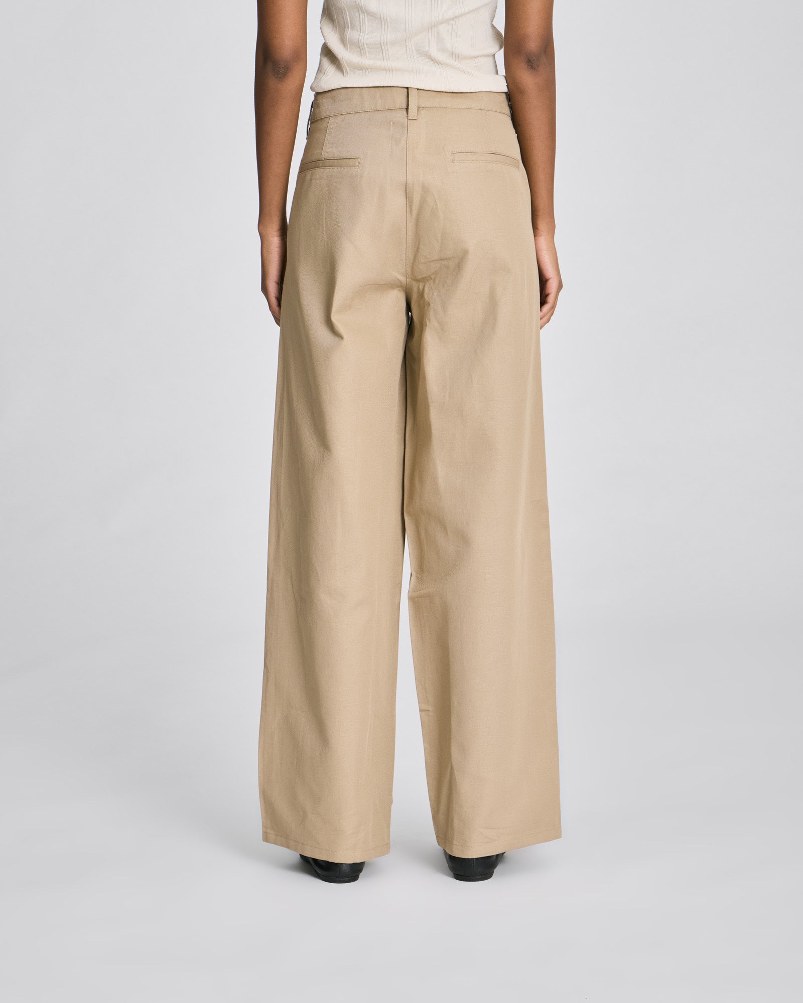 Twill pants med læg i hør/bomuld