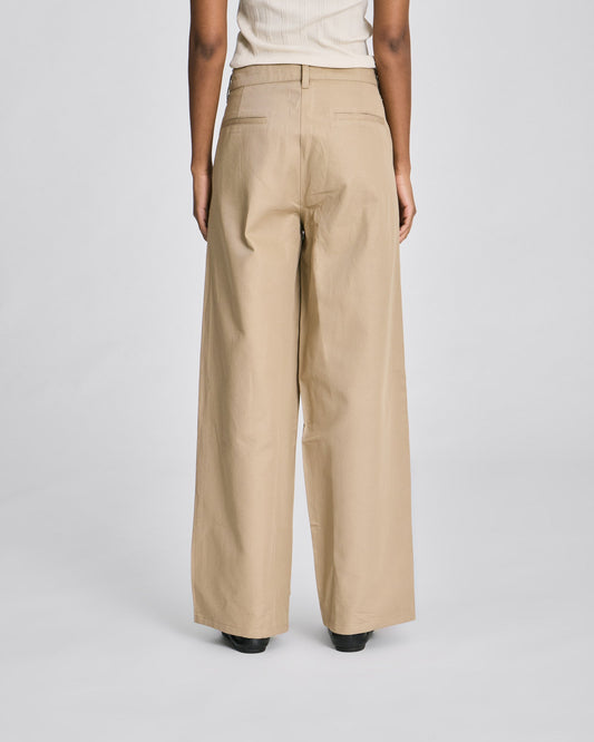 Twill pants med læg i hør/bomuld