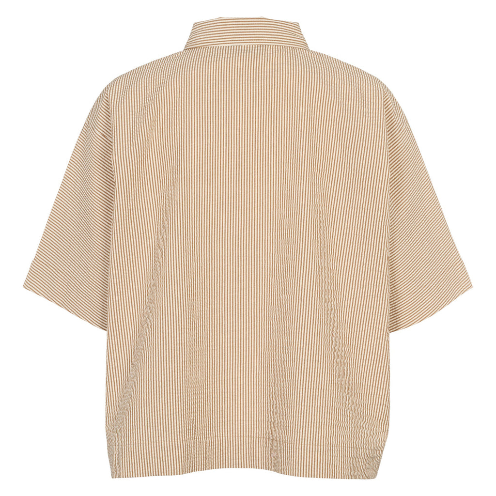 Seersucker boxy stripe kortærmet skjorte, GOTS