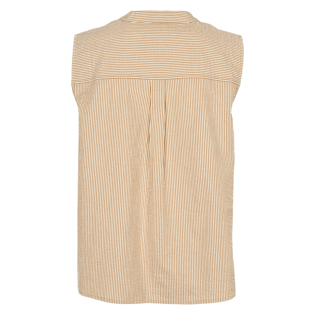 Seersucker stripe sleeveless shirt, GOTS