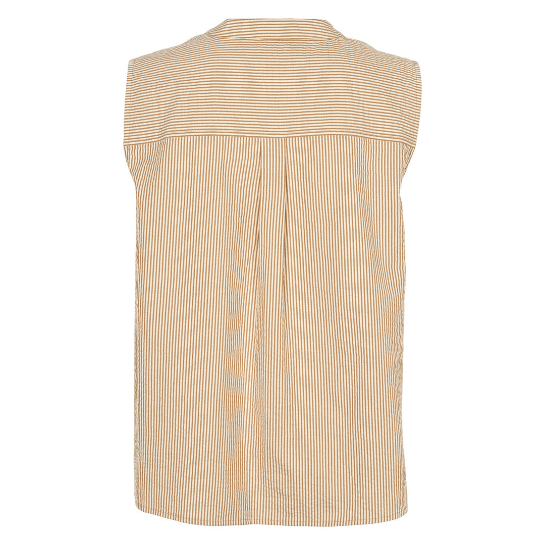 Seersucker stripe sleeveless shirt, GOTS