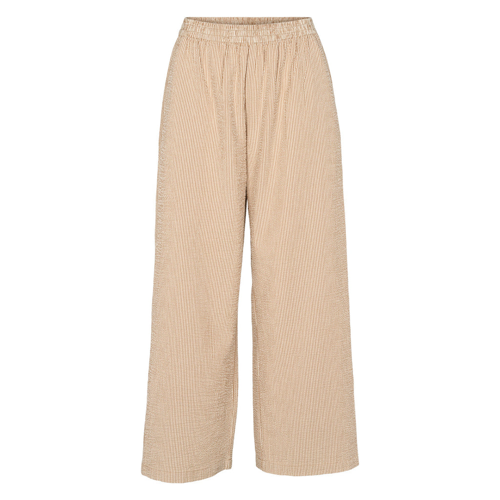 Seersucker stripe wide pants, GOTS