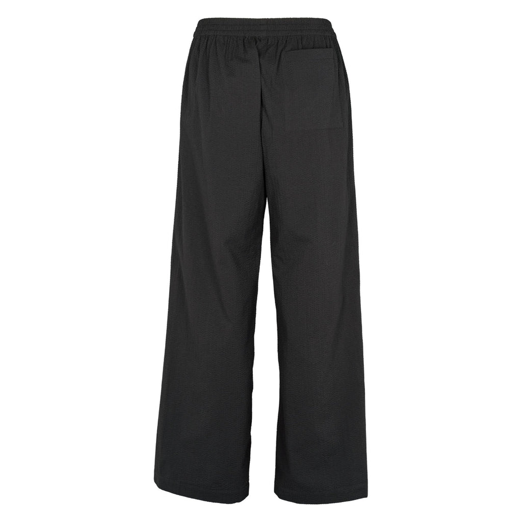 Seersucker black wide pants, GOTS