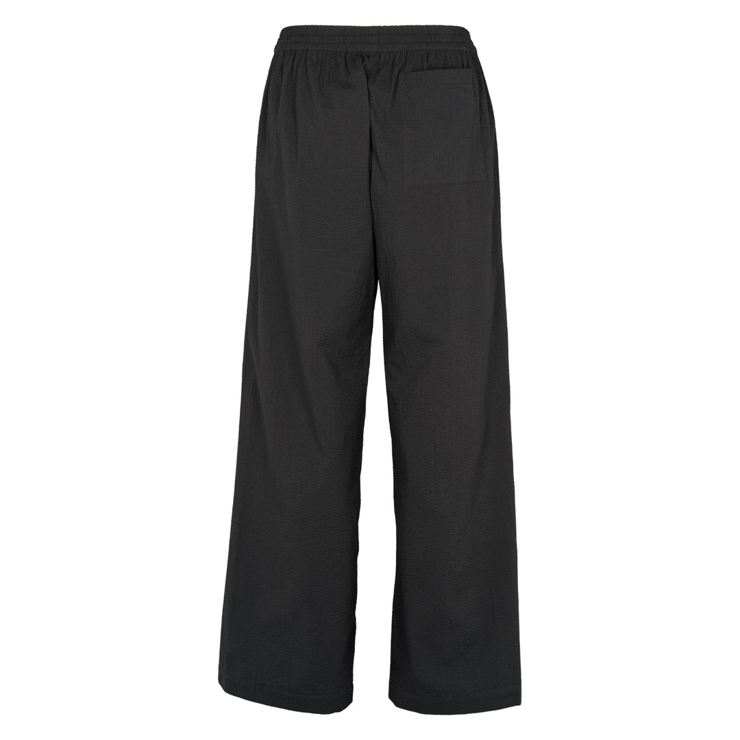 Seersucker black wide pants, GOTS