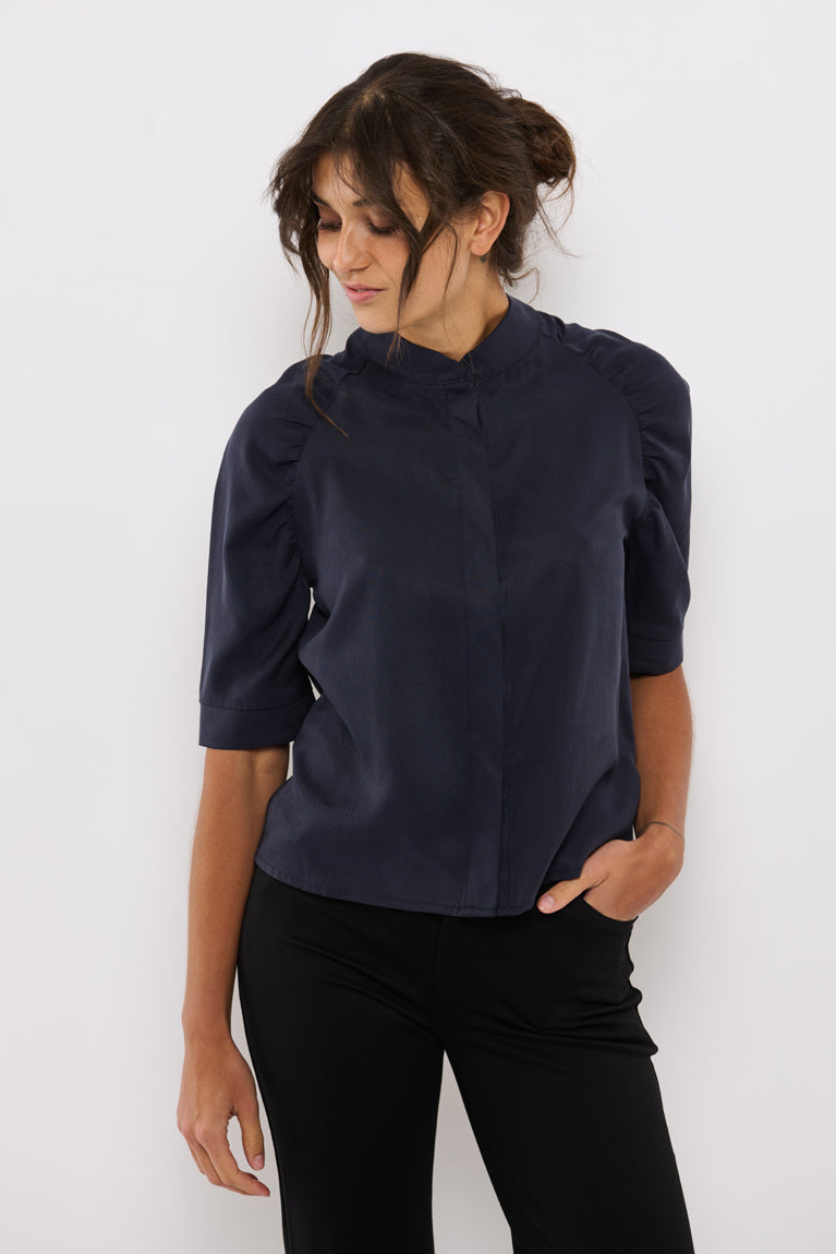 Tolsing Frida Skjorte Navy Tencel