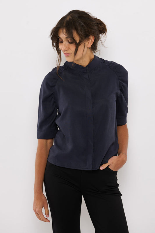 Tolsing Frida Skjorte Navy Tencel