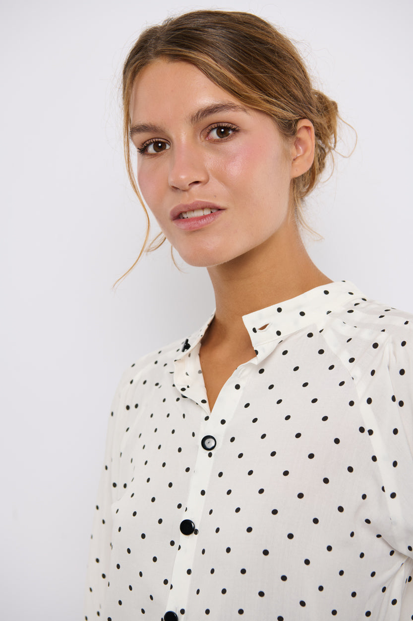 Tine vendeskjorte white/black dots