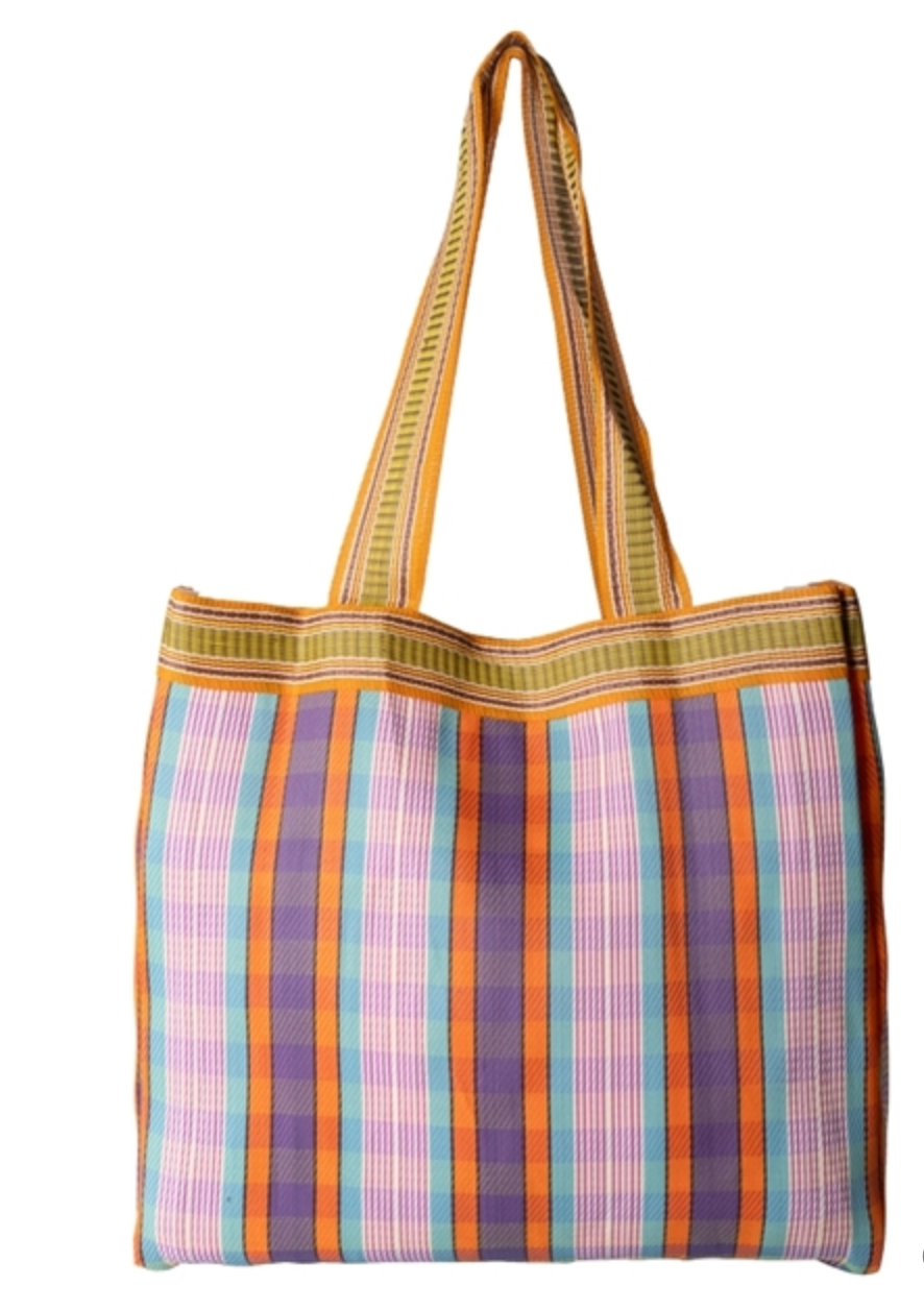 Recycled bag (Small shopper with colored straps)
