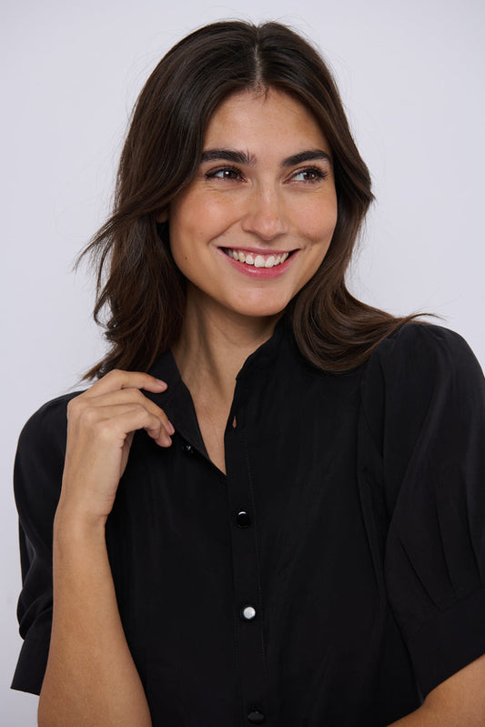 Tie vendeskjorte Black Cupro