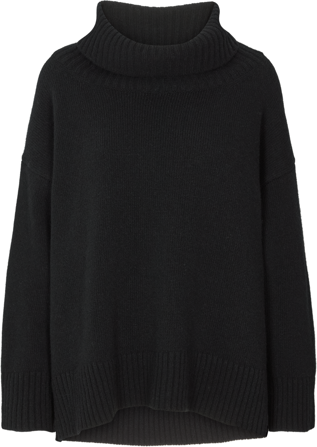 Vita lambswool roll-neck sweater, black, GOTS