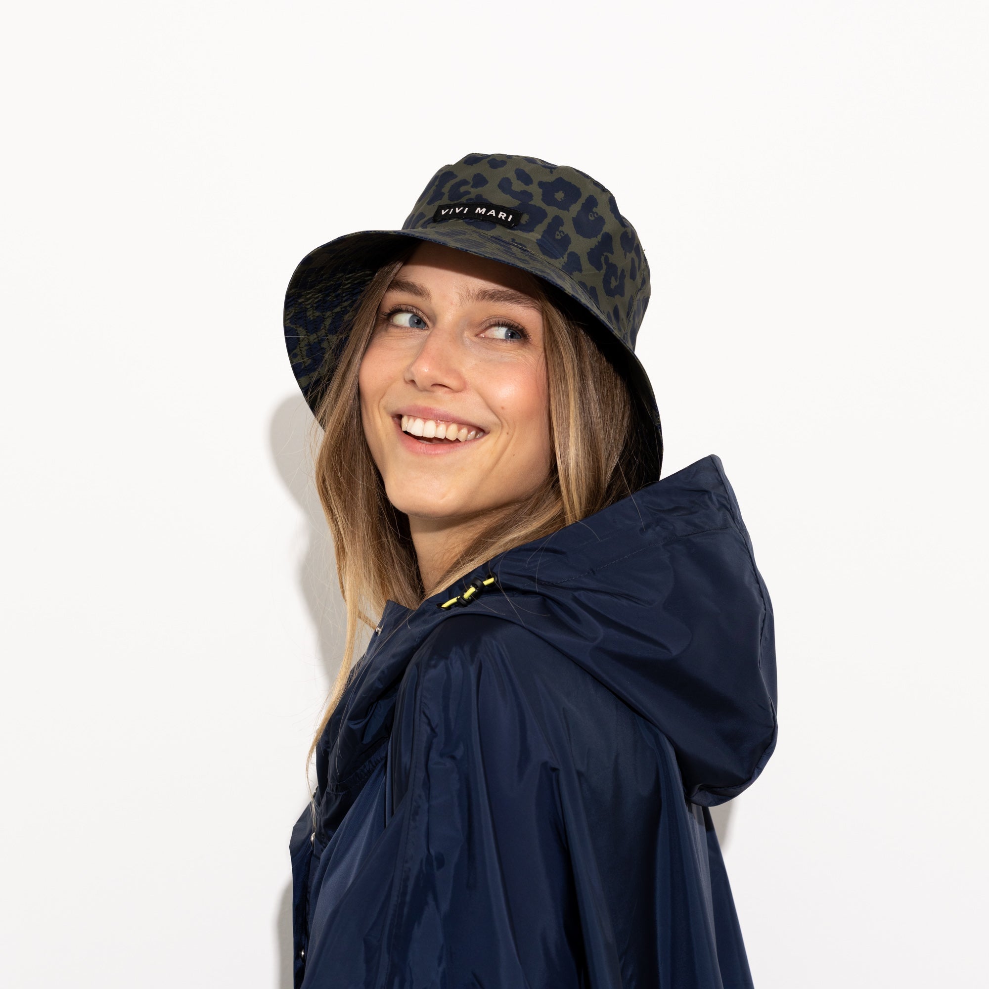 Recycled Rain Hat - leo navy/olive