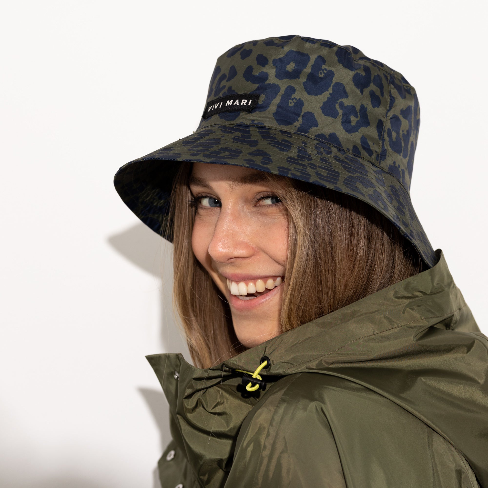 Recycled Rain Hat - leo navy/olive