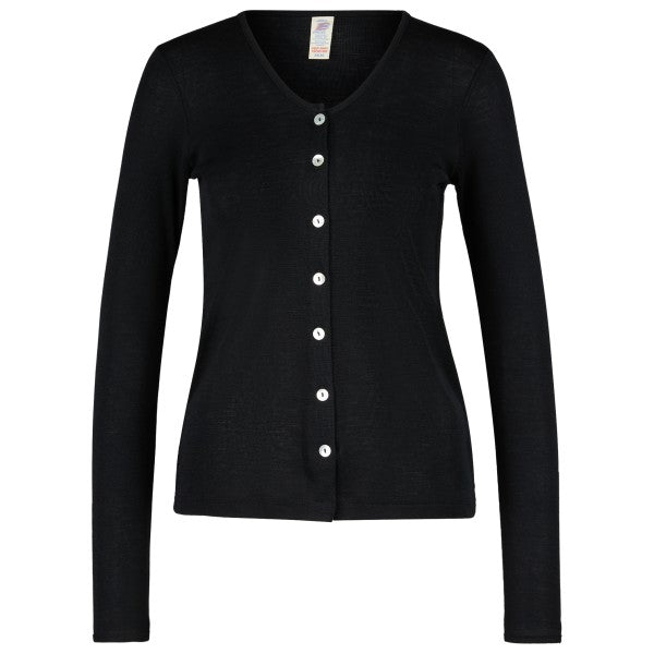 100 % merino cardigan, black, GOTS