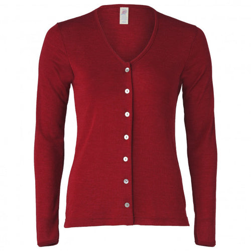 GOTS merino wool cardigan deep red