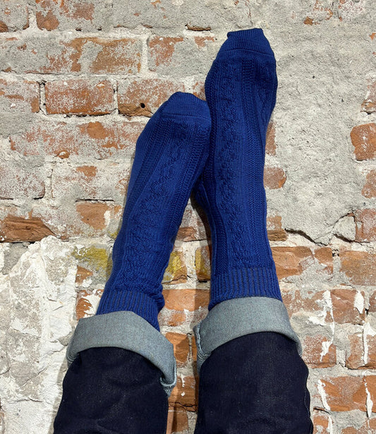 Kabelstrik-strømper i 100% øko lammeuld, GOTS