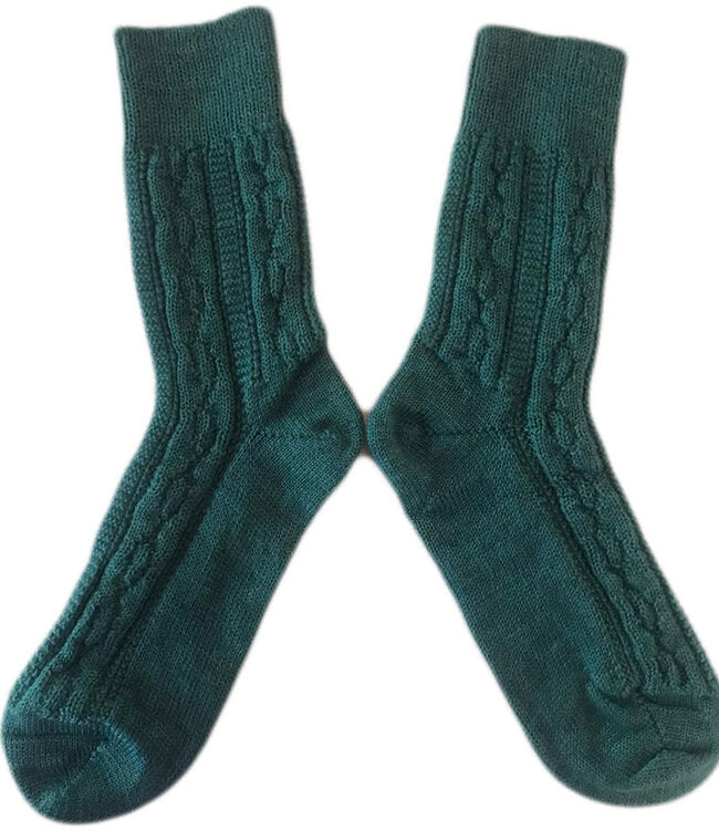 Kabelstrik-strømper i 100% øko lammeuld, GOTS