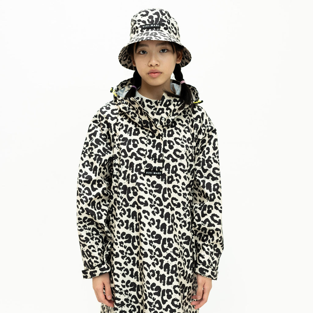 Recycled Rain Poncho Petit - leo black/cream