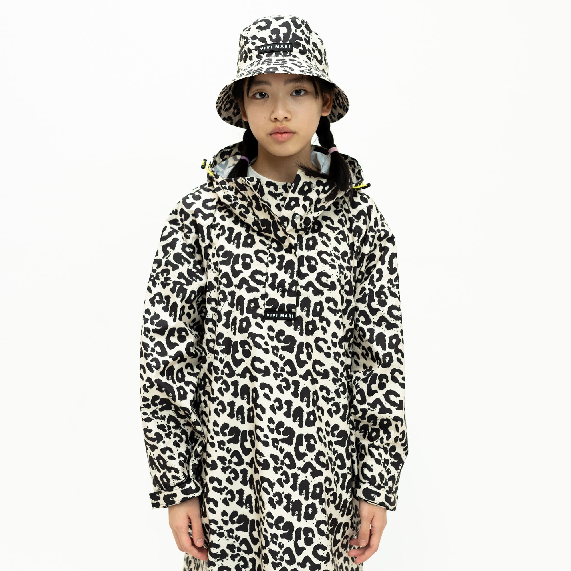 Recycled Rain Poncho Petit - leo black/cream
