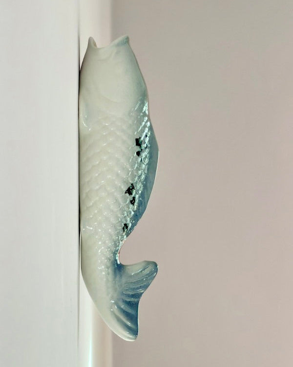 Koi fish wall vase side view jade green