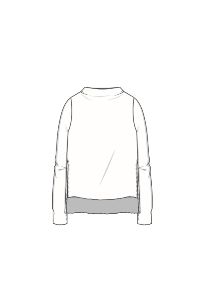 High boat neck merino blouse with slits and sleeves with thumb-holes