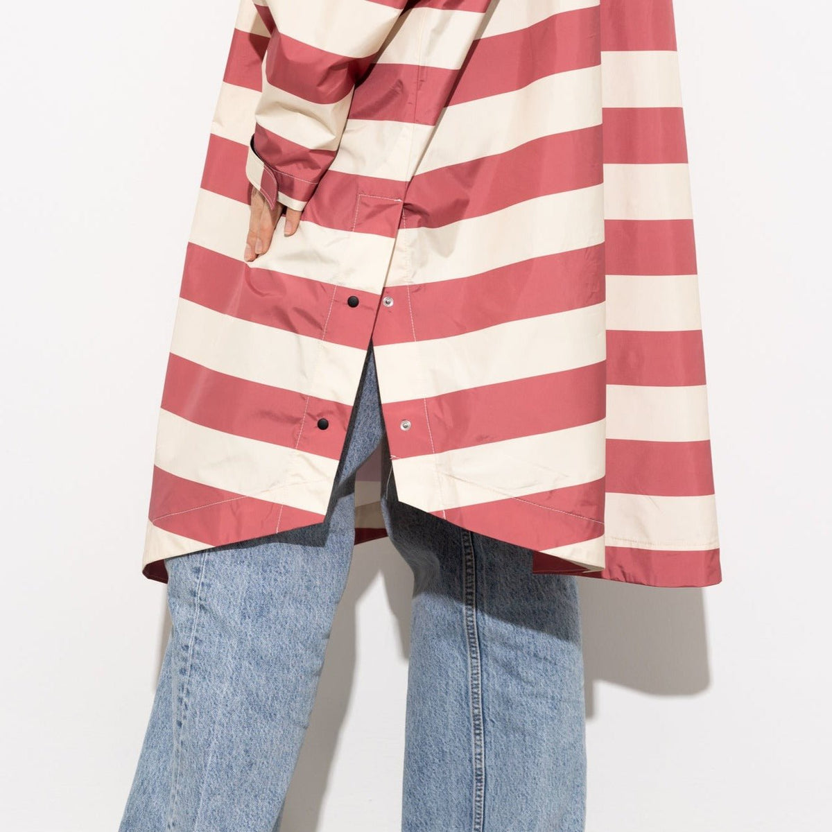 Recycled Rain Poncho - stripe blush/sand