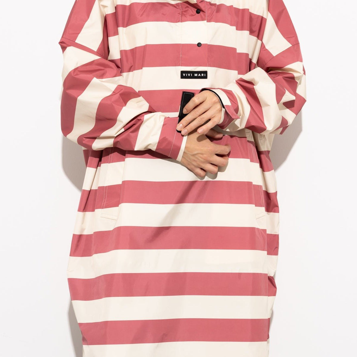Recycled Rain Poncho - stripe blush/sand