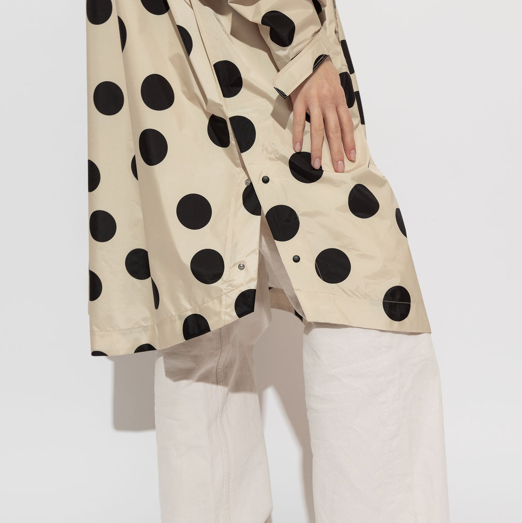 Recycled Rain Poncho - dots black/sand