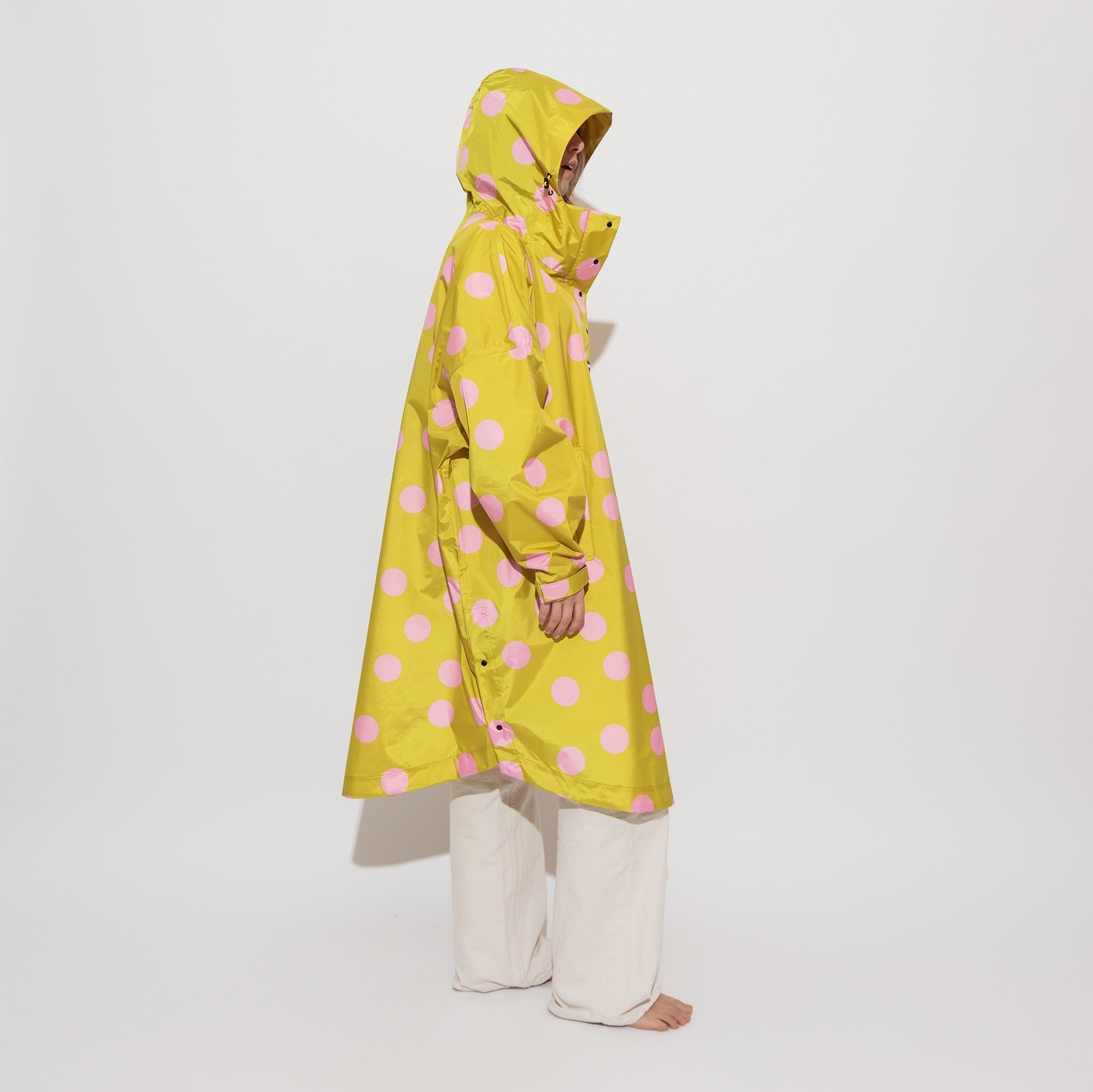 Recycled Rain Poncho - dots citrus/rose