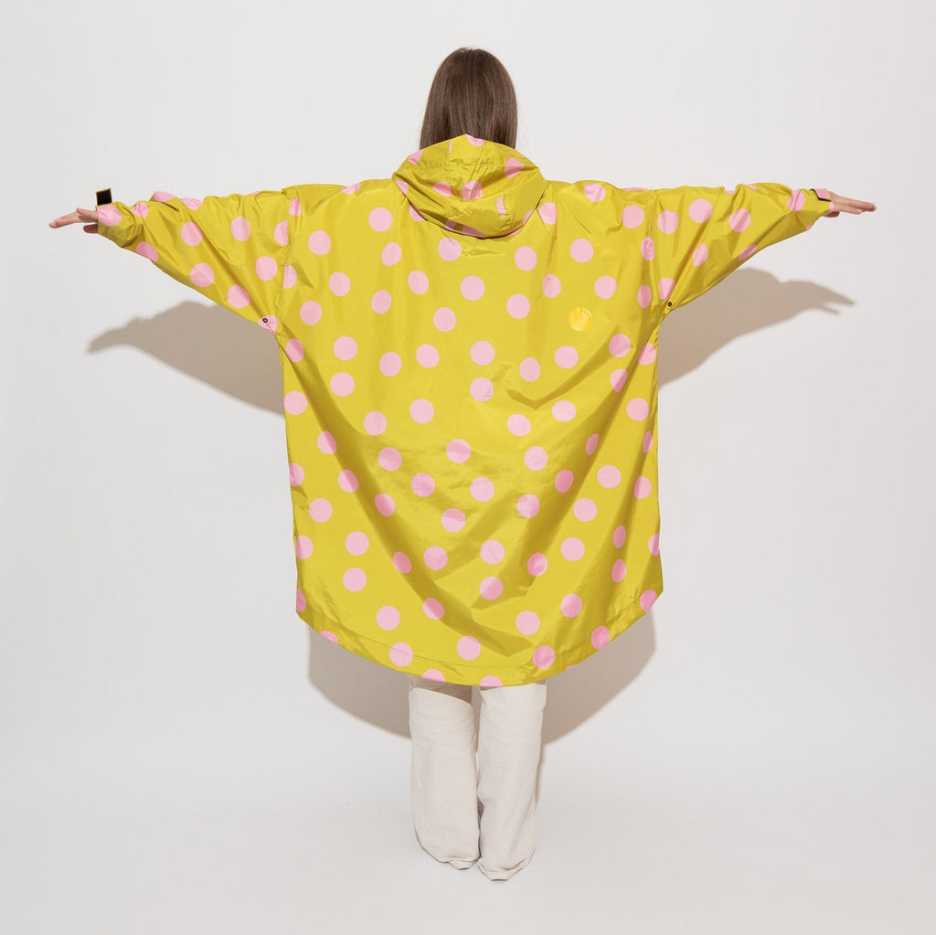 Recycled Rain Poncho - dots citrus/rose