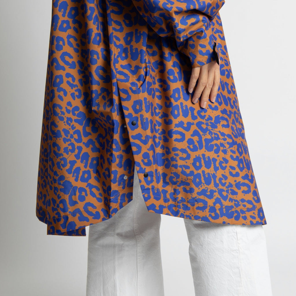 Recycled Rain Poncho - leo blue/caramel