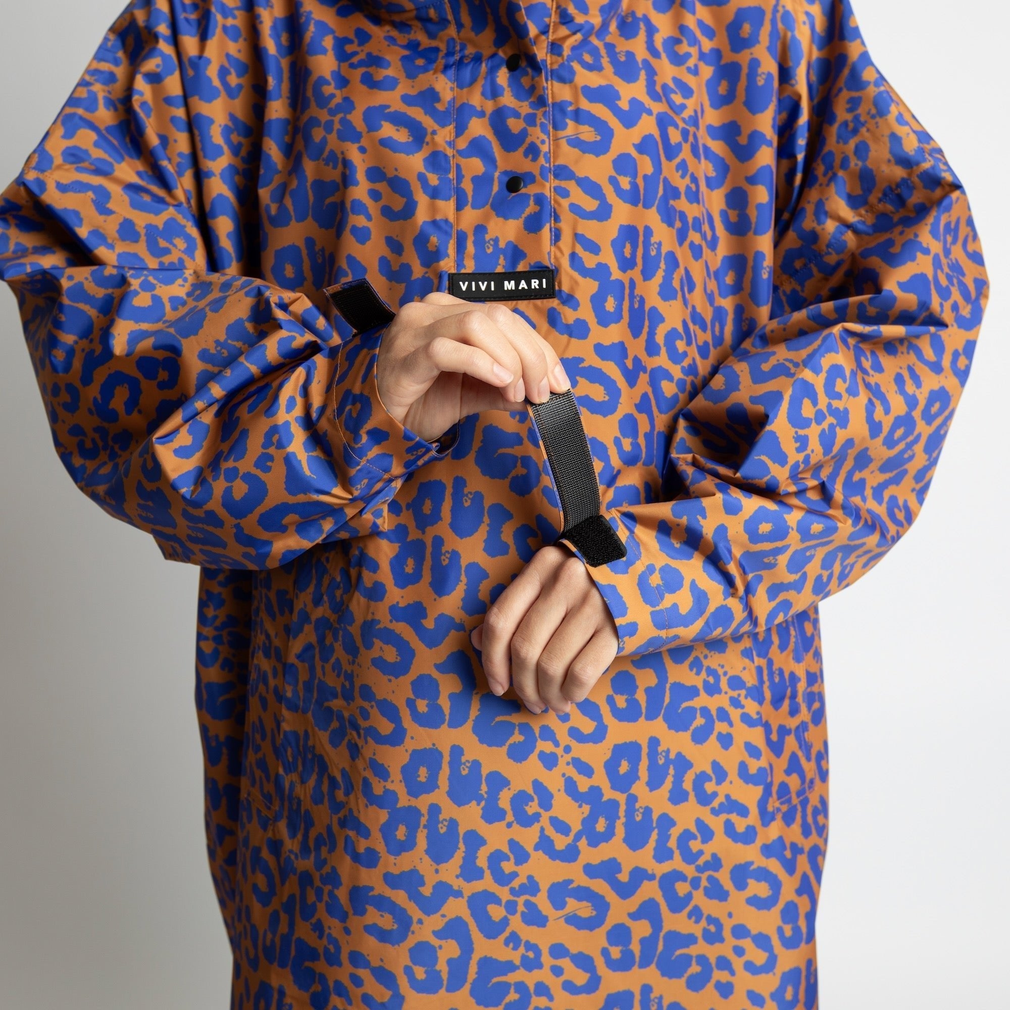 Recycled Rain Poncho - leo blue/caramel