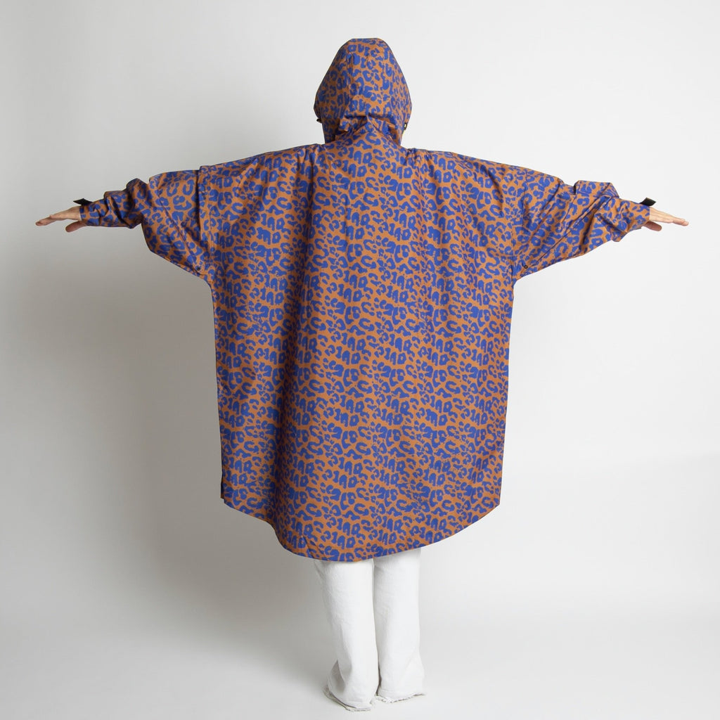 Recycled Rain Poncho - leo blue/caramel